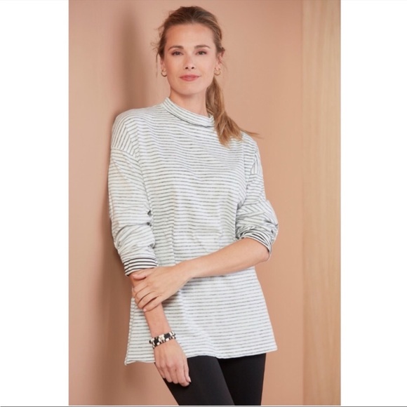 Free People Be Free Mock Neck Stripe Tunic, Size Small - Picture 4 of 11